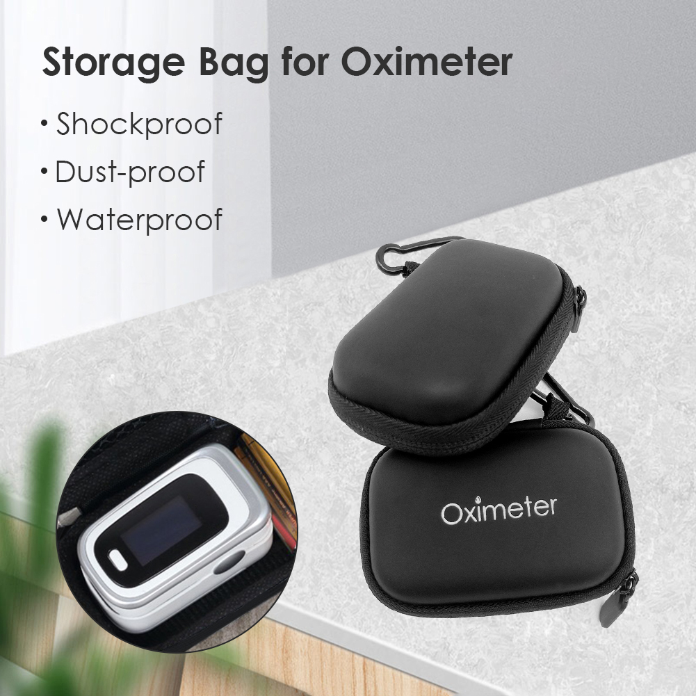 Carrying Protective Case Pouch Box for Fingertip Pulse Oximeter Waterproof Shockproof EVA Hard Shell Carry Case Storage Pouch