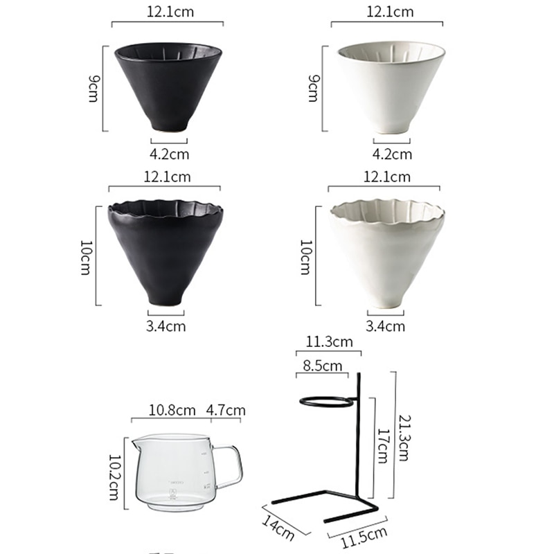 Håndbrygget kaffefiltersæt med  v60 pour over glas kaffekande kaffe elkedel kande drypper stand kaffemaskine sæt