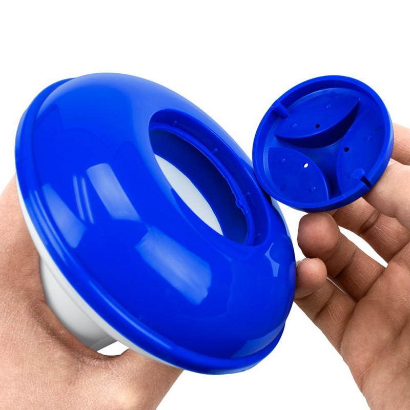 Floating Swimming Pool Chlorine Dispenser Blue and White Dosing Device Outdoor Tubs Accessories 13.5*12*4.5cm