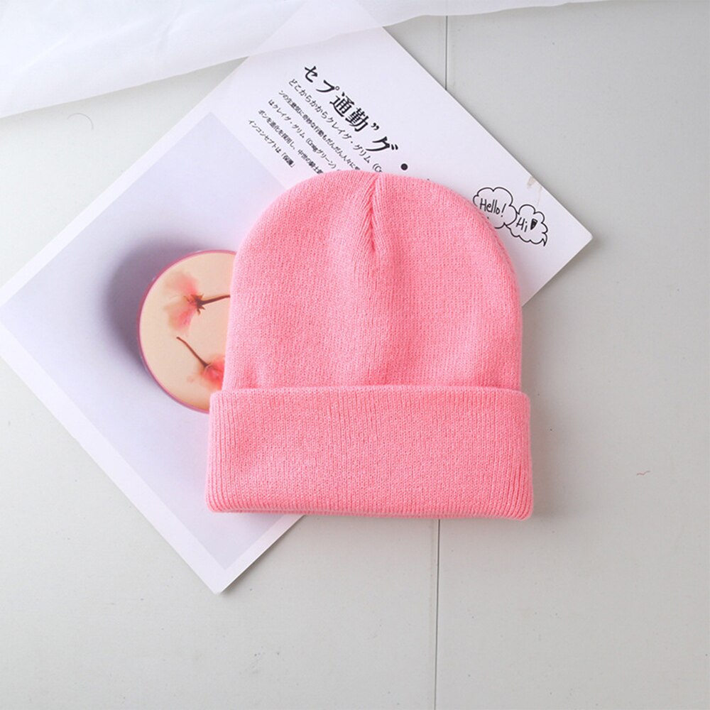 Winter Hats for Woman Beanies Knitted Solid Cute Hat Girl Autumn Beanie Caps Warmer Bonnet Ladies Casual Cap Outdoor Running: pink