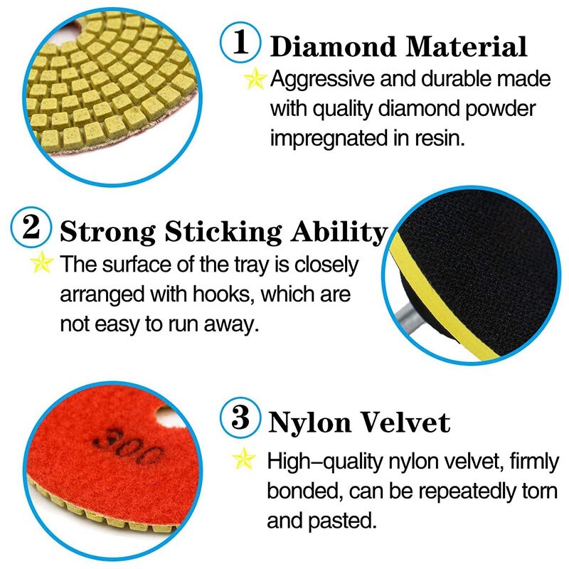 11Pcs 3 Inch 80Mm Diamant Polijsten Kit Nat/Droog Voor Graniet Stone Beton Marmer Polijsten Gebruik slijpschijven Set