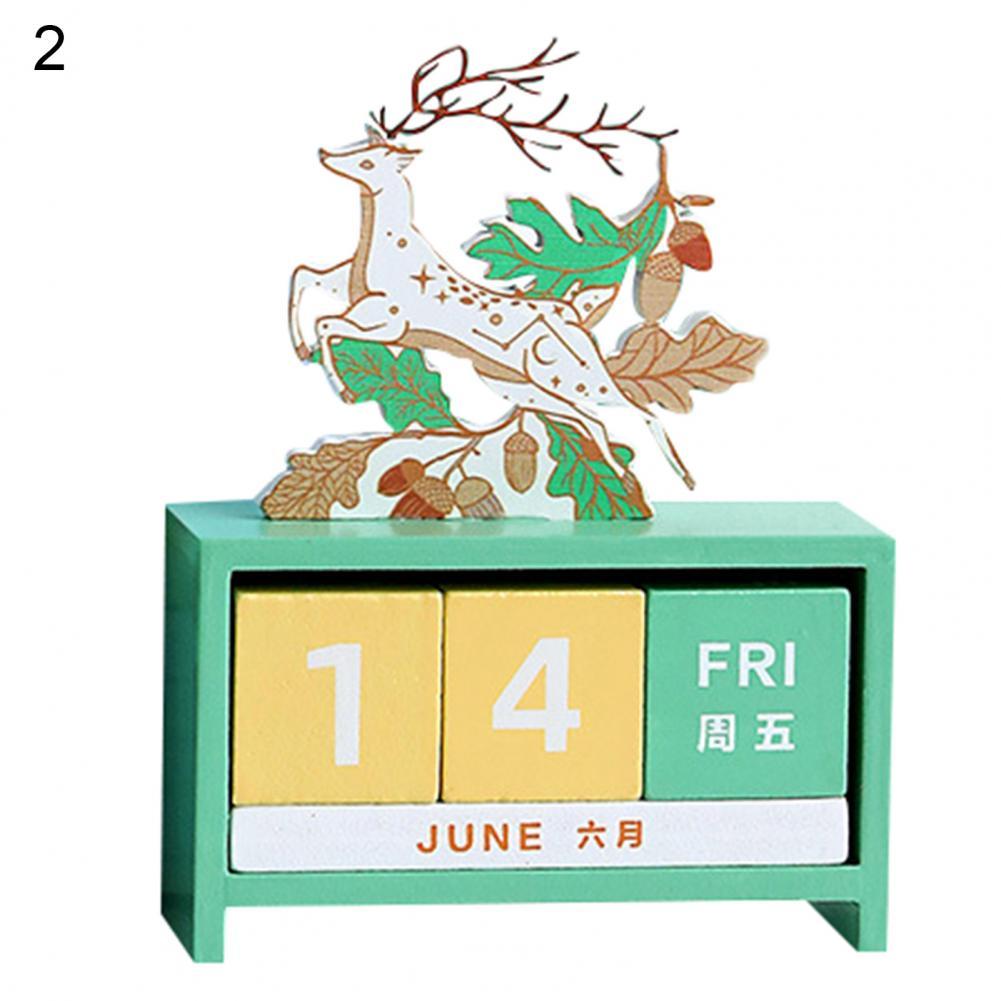 Useful Perpetual Calendar Rotatable Decorative Lightweight Cute Whale Deer Cartoon Perpetual Calendar: 2