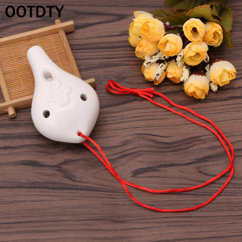 OOTDTY 6 Hole Ocarina Ceramic Alto AC Key Flute Musical Instrument