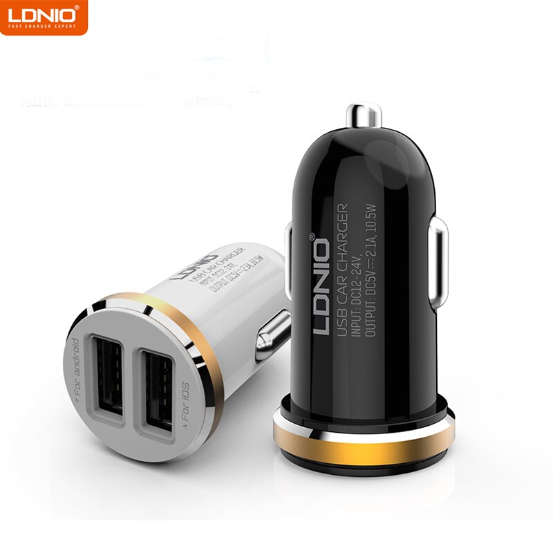 LDNIO DL-C22 2USB Car Charger For iPhone Smasung Xiaomi Phone Universal Charging White