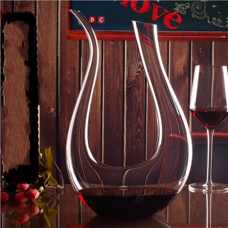 Red Wine Decanter Crystal Whiskey Set 1500ML U-Shaped Glass Decanter Bottle Para Vinho Aerator Luxury Pourer Separator Dispenser