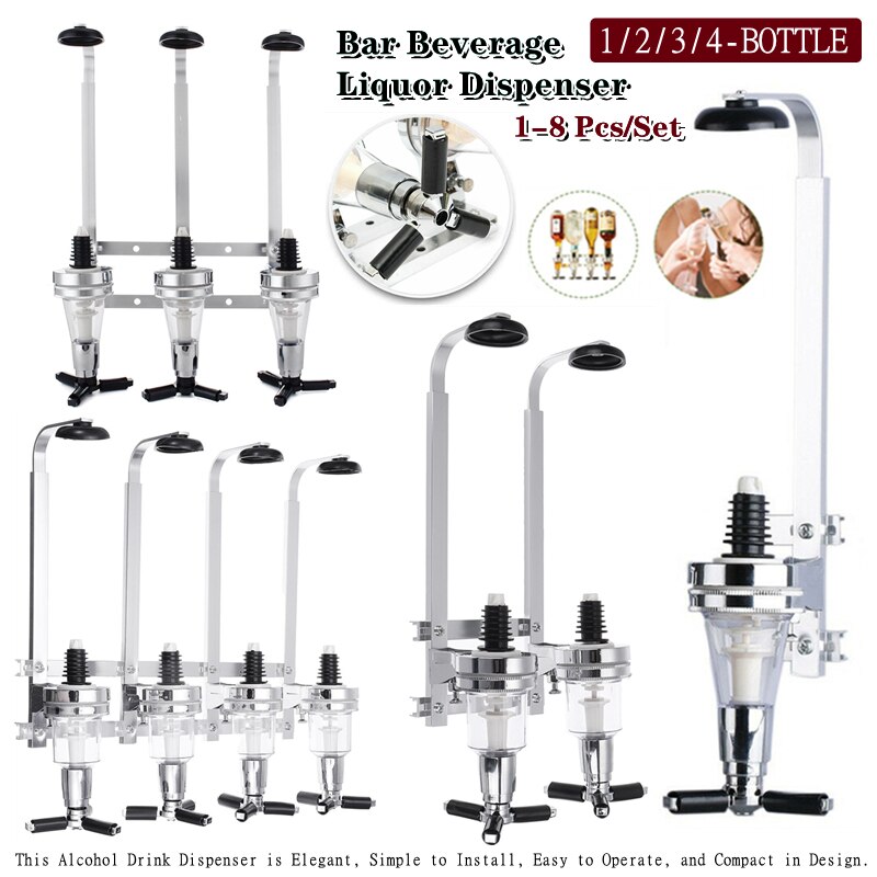 1-8Pcs 1/2/3/4 Bottle Bar Beverage Liquor Dispenser Holder Alcohol Drink Shot Wall Mounted 1-4 Station Beer Wine Pourers Divider