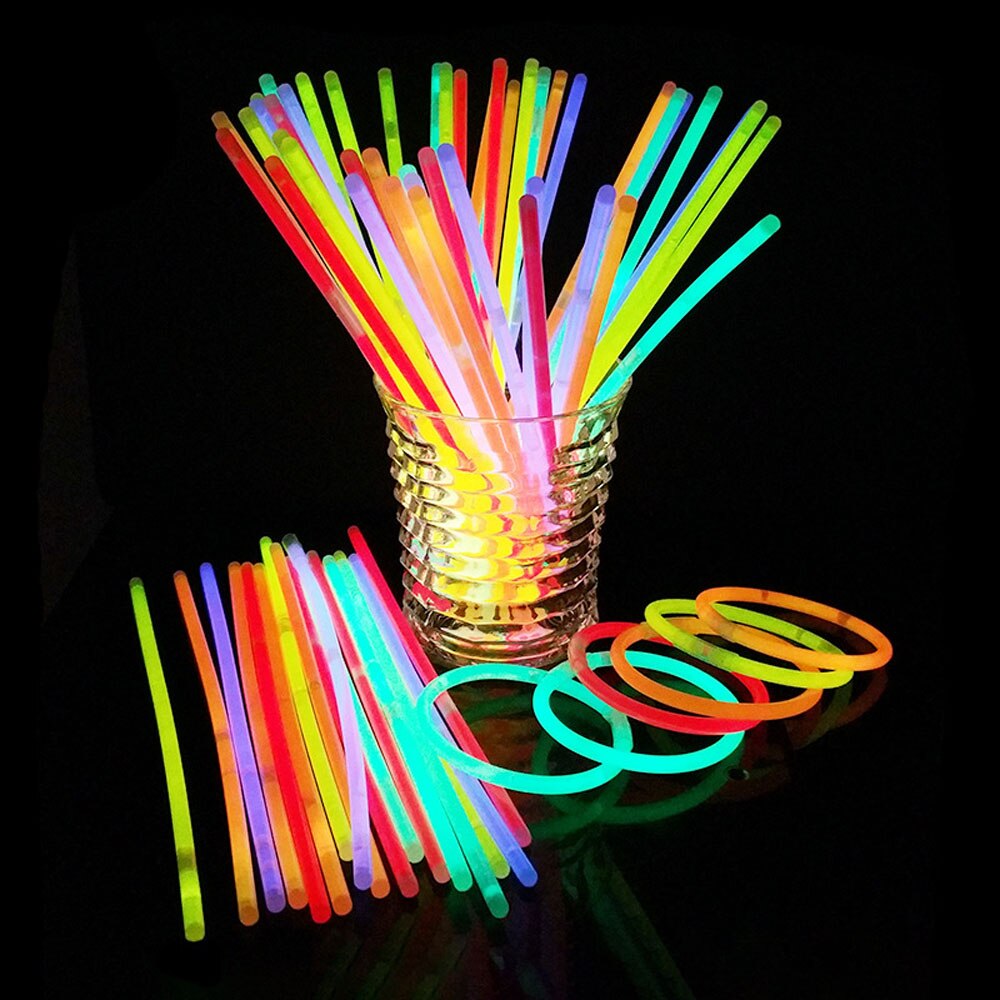 100 Stks/set Fluorescentie Light Glow Sticks Armbanden Kettingen Neon Wedding Glow Heldere Kleurrijke Glow Sticks Een Tijd Partij Speelgoed