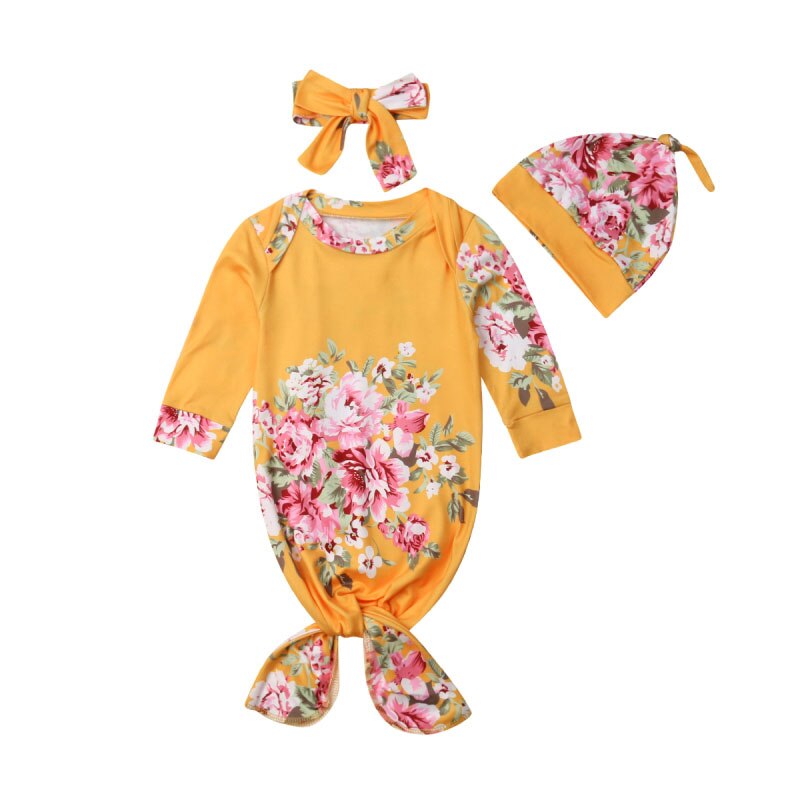 Pudcoco Neugeborenen Baby Blumen- Swaddles Decke Schlafsack Stirnband Hütte einstellen