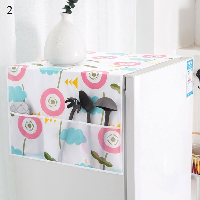 Reusable Washing Machine Cover Floral Printed Dust Cover Multipurpose Refrigerator Pocket Organizer Home Textile Dust Cloth: 2