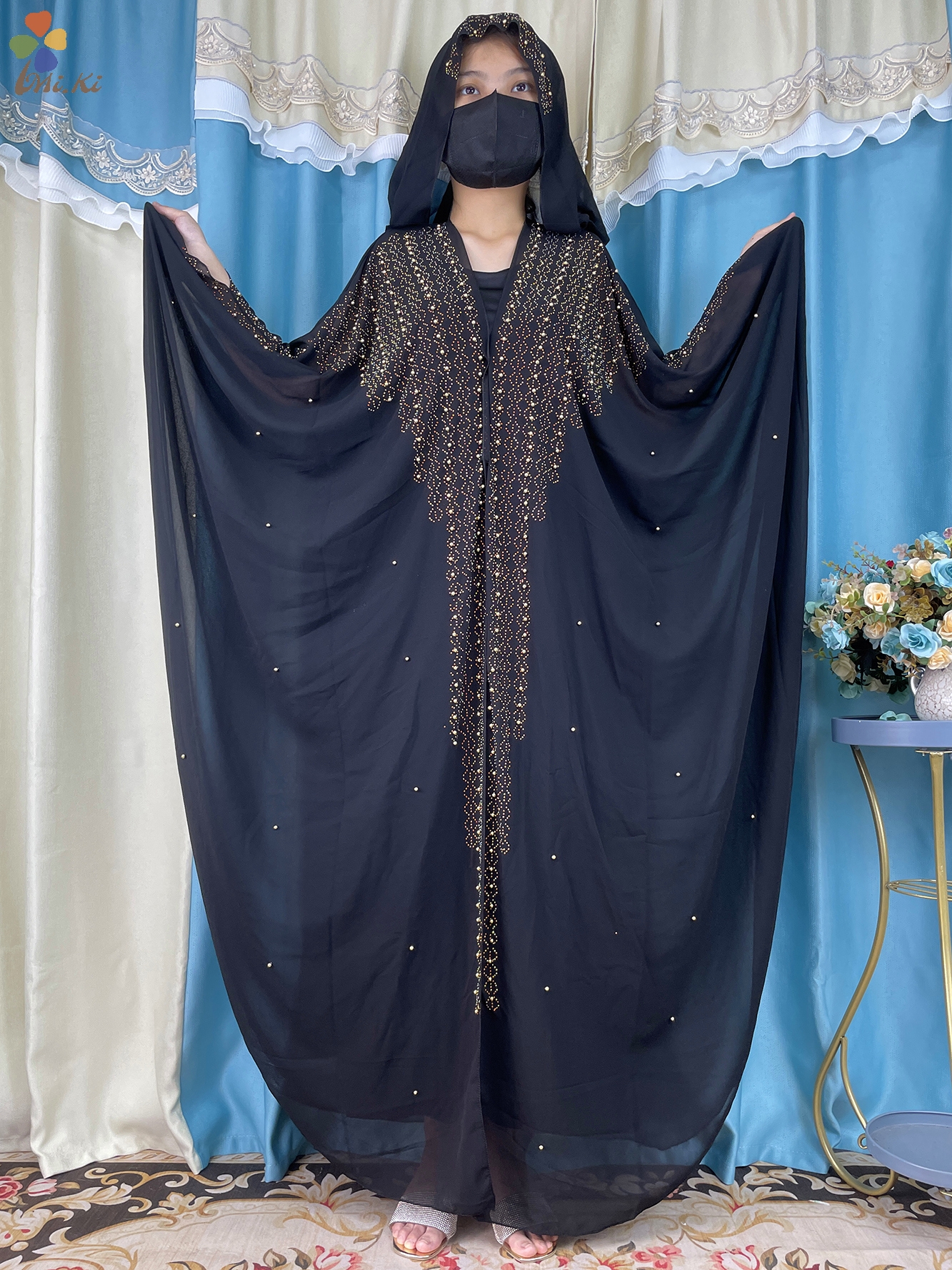 Vestido muçulmano de luxo para as mulheres, tamanho grande, abaya, roupas islâmicas, aberto, diamante, moda
