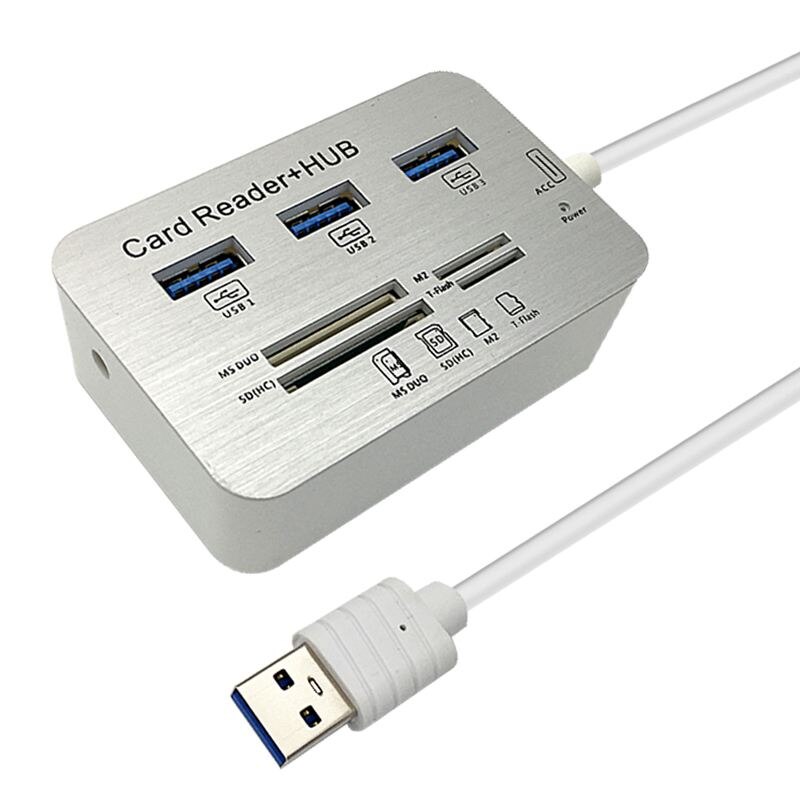 3.0 Usb Hub En Kaartlezer Combo High Speed Hab Met Ms/Sd/M2/Tf En Met 3 Poorten Usb Splitter Voor Computer