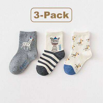 Calcetines de invierno de algodón de corte medio para niños, tallas s-xl, paquete de 3: zebra / 1-3