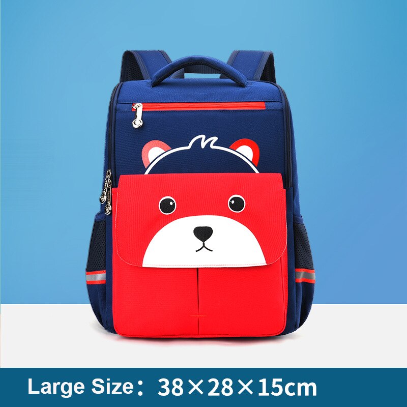 Sac à dos d&#39;école pour enfants, cartable pour filles, garçons, dessin animé, avec fermeture éclair en 3D: Large Red