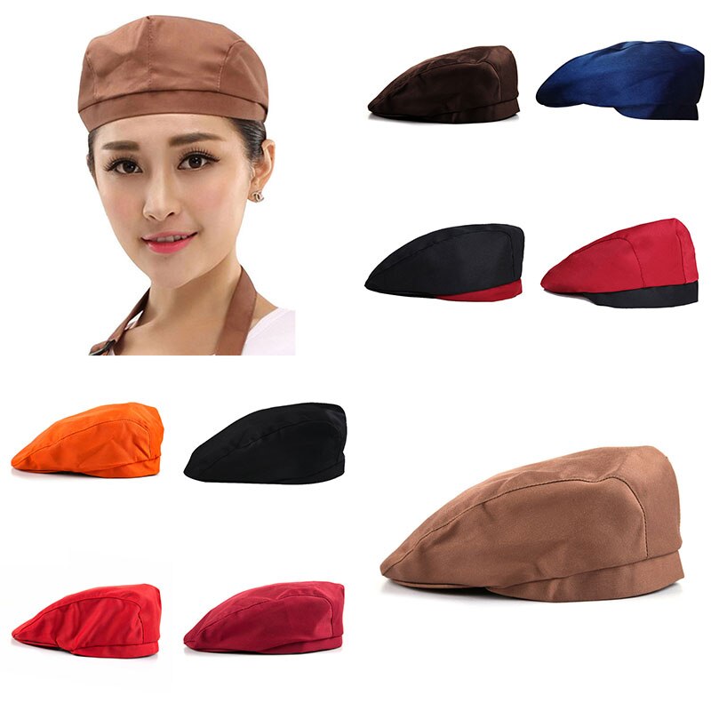 Hotel Head Wrap Pirate Hat Forward Hat Visors Chef Beret Chef Hat Cap Work Hats Solid Color Red White black Berets Cap