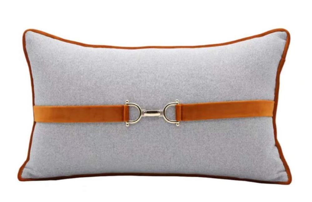 Grijze kussenhoes fluweel oranje kussenhoes woondecoratie: Default Title