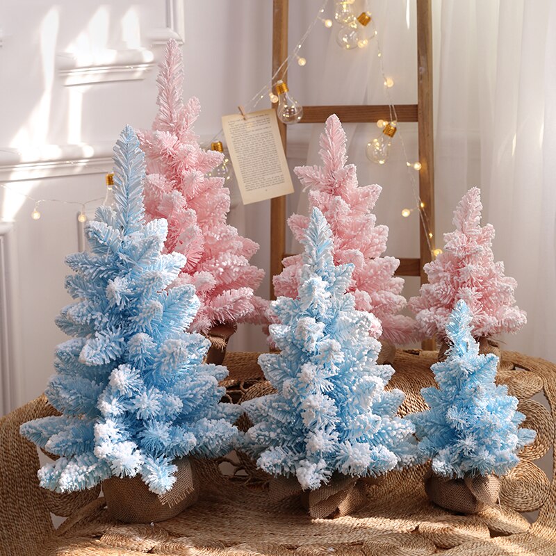 Mini sapin de noël nordique Ins 30/45/60cm, rose et bleu, décoration de bureau à faire soi-même, accessoires de mise en page de la scène, décoration de noël