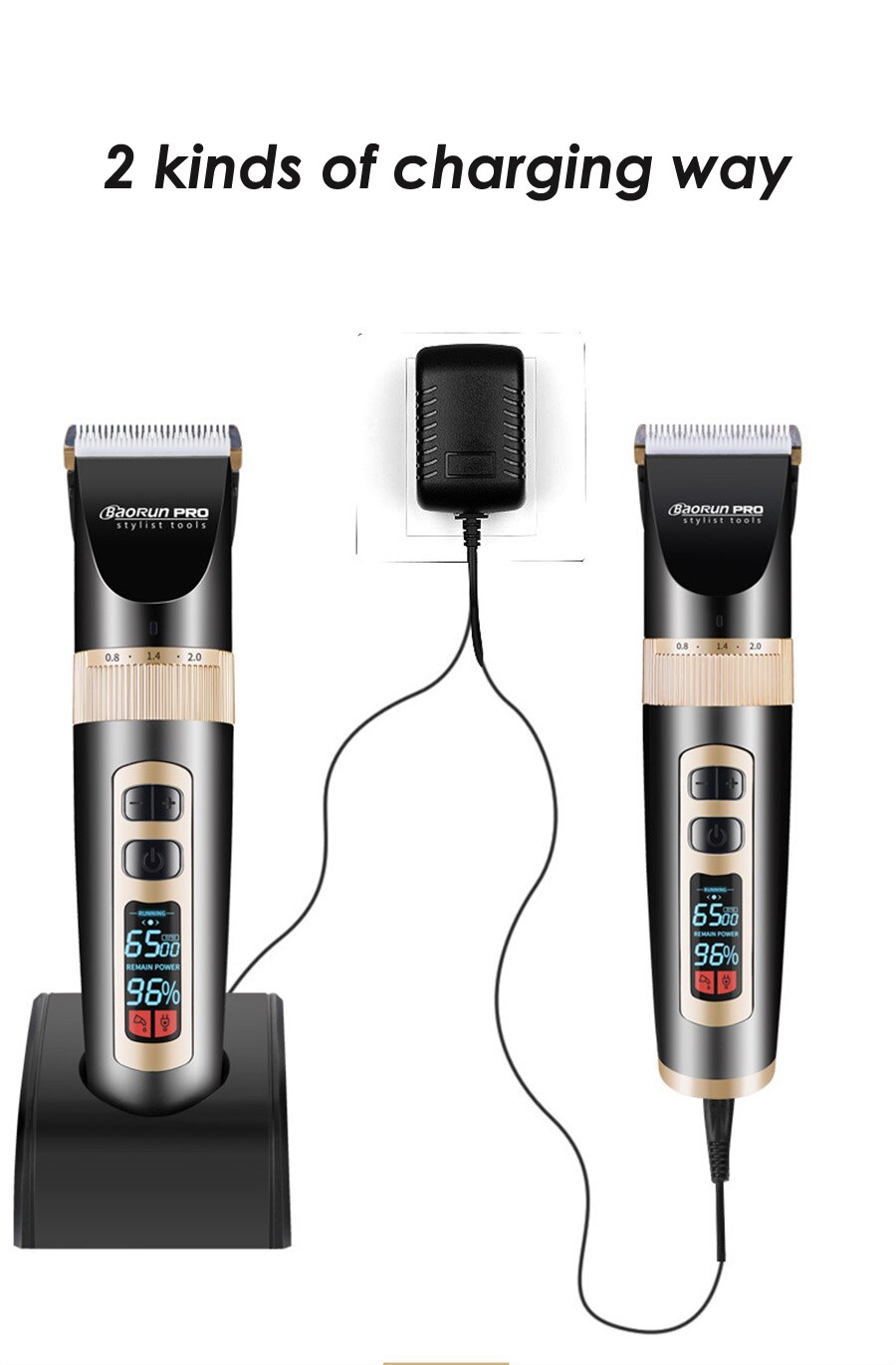 hair clipper rechargeable trimmer lithium battery Titanium blade cutter adjustable comb Fine-tuning 100-240V