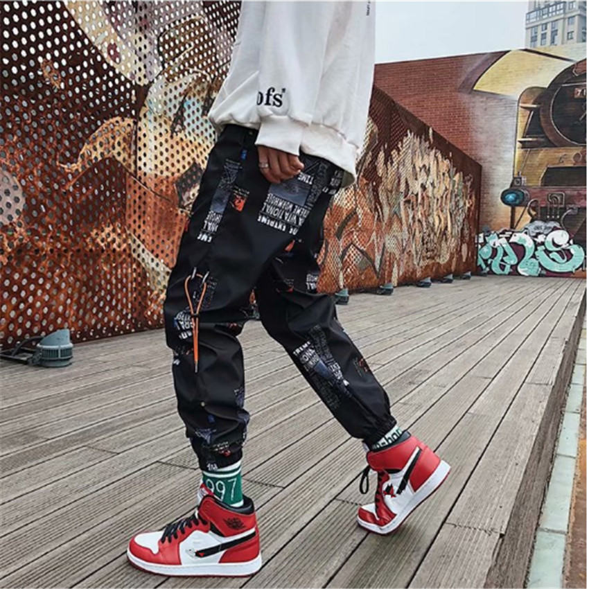 Hip hop Pants Men Loose Joggers Print Streetwear Harem Pants Clothes Ankle length Trousers