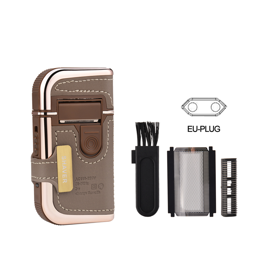 Professioneel herenscheerapparaat Draadloze baardtrimmer Oplaadbaar scheerapparaat Mini lederen draagbare elektrische scheermachine: Default Title