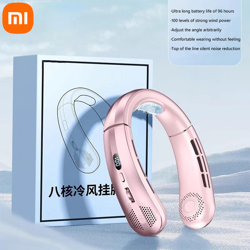 Xiaomi 8000mAh USB Appeso Al Collo Ventilatore Portatile Senza Lama Mini Ricaricabile Muto Display Digitale A LED Dispositivo di Raffreddamento D'aria Elettrico Palmare: Blu