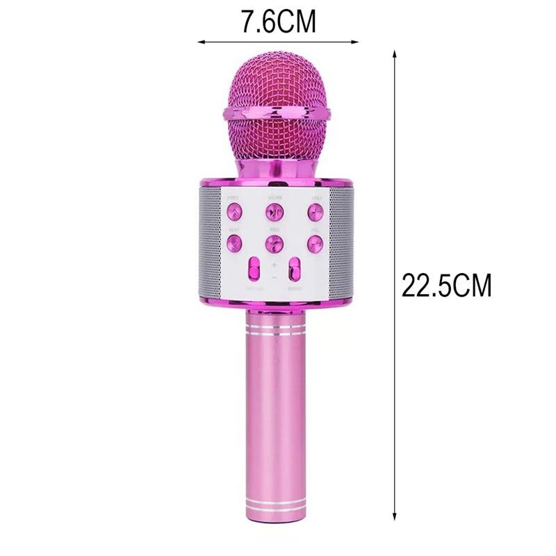 Portable Bluetooth Wireless Microphone Portable Home Party Handheld Karaoke Speaker Player Singing Recorder Mic For Ios Android: Pink