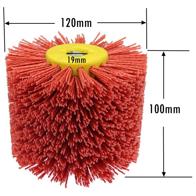 Red Abrasive Wire Drum Brushes Deburring Polishing Buffing Wheel for Furniture Wood Angle Grinder Adapter