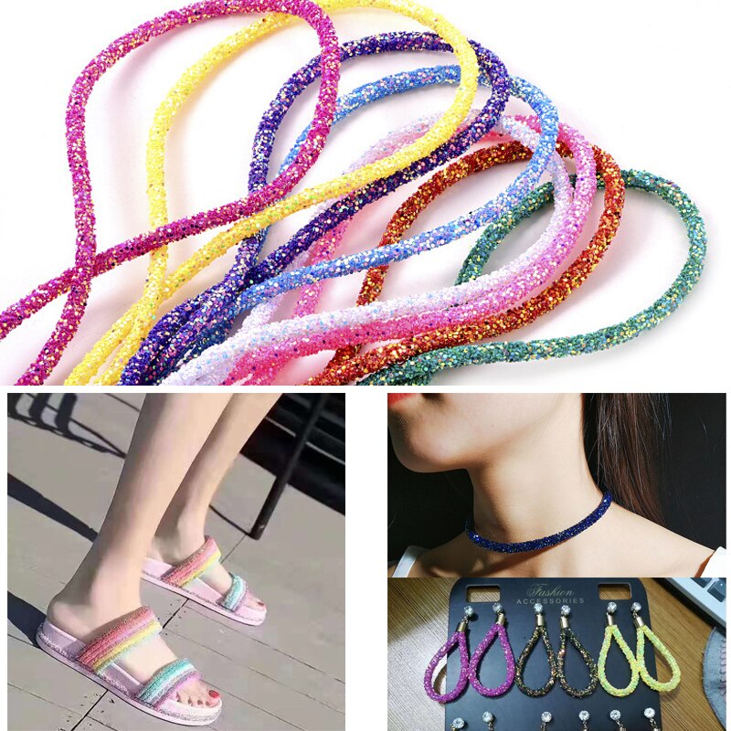 3/6mm Resin Glitter Rhinestones Rope Tube Cord Seq... – Grandado