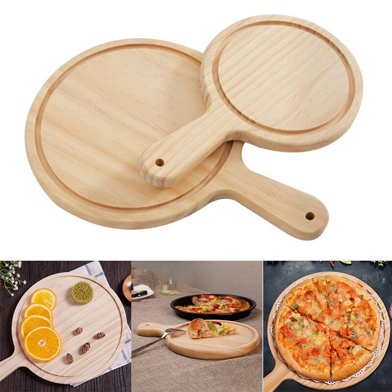 Bandeja para pasteles, tabla de madera, pala para servir Pizza, queso, plato, tabla de cortar, utensilio de horneado redondo, herramientas de pastelería, accesorios