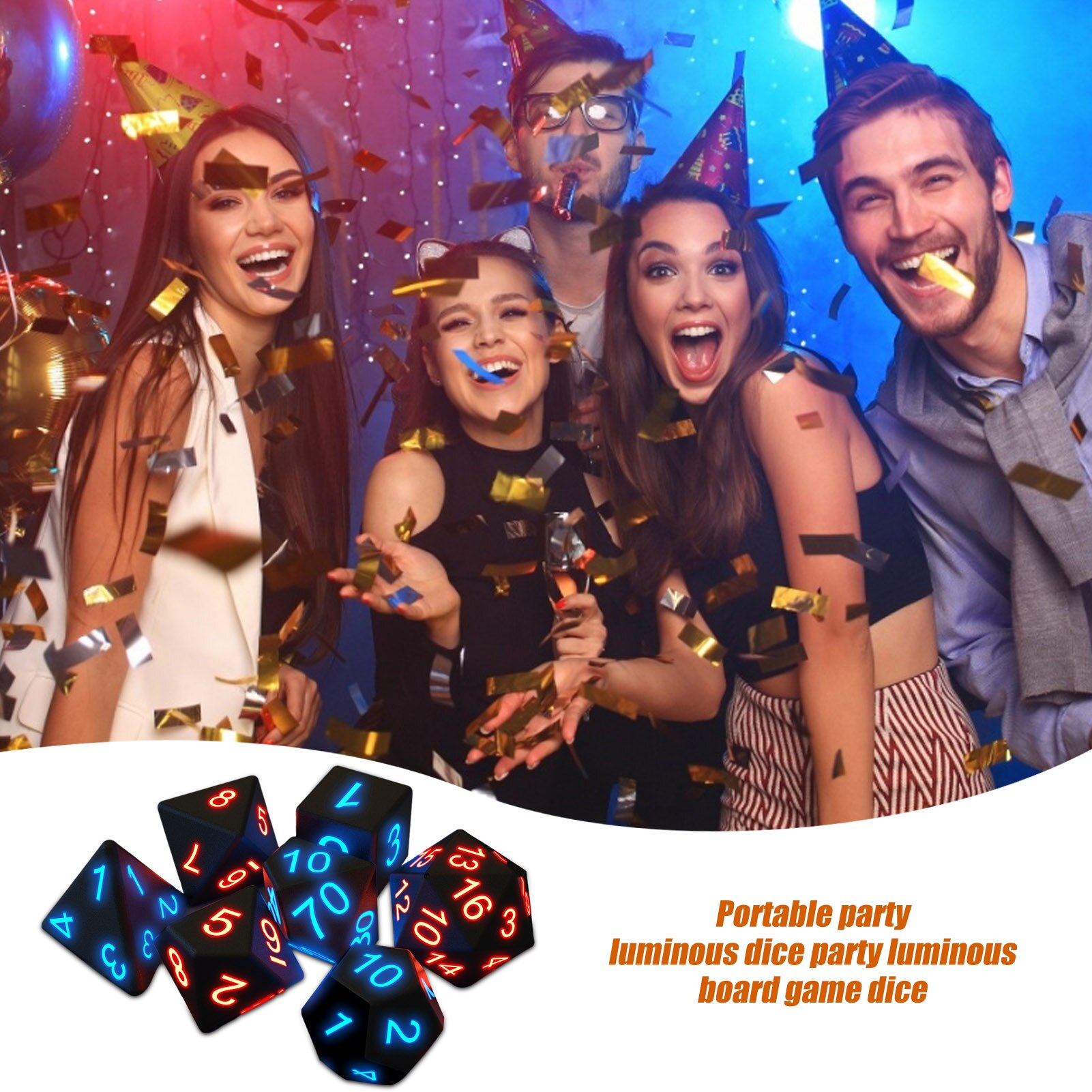 7 Stks/set Glowing Dice Set Verkleuring Dobbelstenen 7Pcs Kleurrijke Polyhedral Cubes Dobbelstenen Game Voor Bar Ktv Party