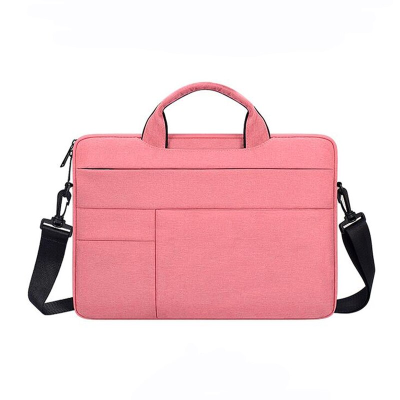 Waterdichte, eenvoudige herentas, zakelijke nylon computerhandtassen, draagbare schoudertas met rits, laptoptas voor heren, schoudertas voor laptop, zwart: 13.3 inch roze