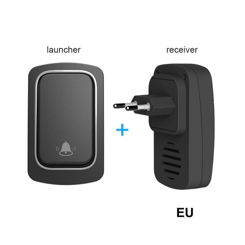 Ring Doorbell Wireless Doorbell No Battery IP68 Waterproof Self-Powered DoorBell Home Cordless Ring Dong Chime Timbre Calling: EU Black