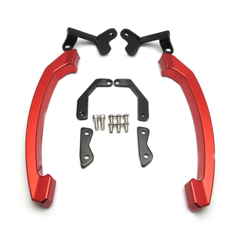 Motorcycle Tail Pillion Passenger Rear Seat Handle Armrest Bars Compatible with Yamaha-MT07 FZ07: Red