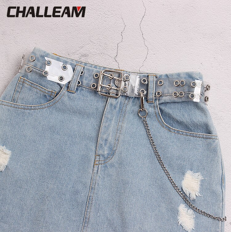 Zwei Reihe PVC Klar Gürtel Für Frauen Stift Schnalle Weiblichen Weiß Taille Hosen transparent Gürtel Damen Jeans Tülle Gürtel 154