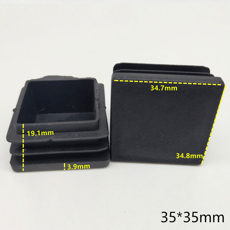 10Pcs Black Plastic Steel square pipe plug Furniture Leg plug Anti Slip Feet Protector Pad Plastic square tube cap plug: 10