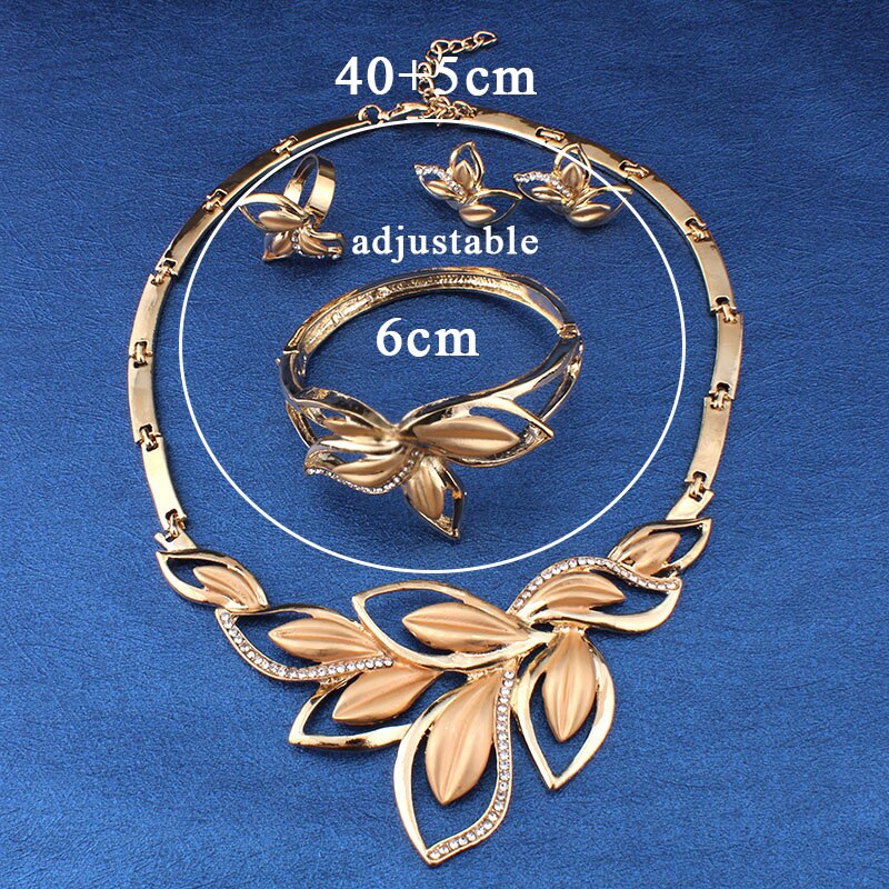 Jiayi jiaduo afrikaanse bruidssieradenset met gouden ketting en oorbellen met bloemen voor dames, bruiloftsaccessoires