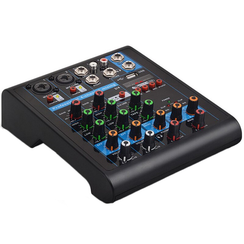 Eu Plug Professionele 4-Kanaals Kleine Bluetooth Mixer Met Reverb Effect Home Karaoke Usb Live Stage Karaoke Prestaties Confer