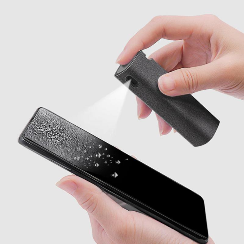 2 In 1 Phone Screen Cleaner Spray Computer Mobile Phone Screen Dust Removal Tool Microfiber Cloth Sets Cleaning Artifact