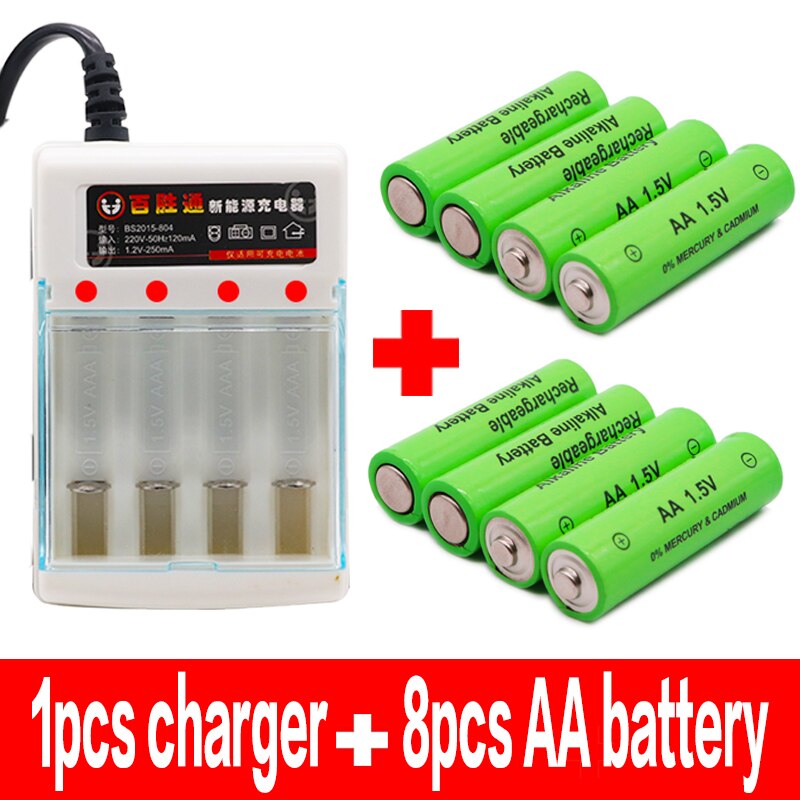 4000 MAH rechargeable battery AA 1.5 V. Rechargeable Alcalinas drummey for toy light emitting diode +charger: Black