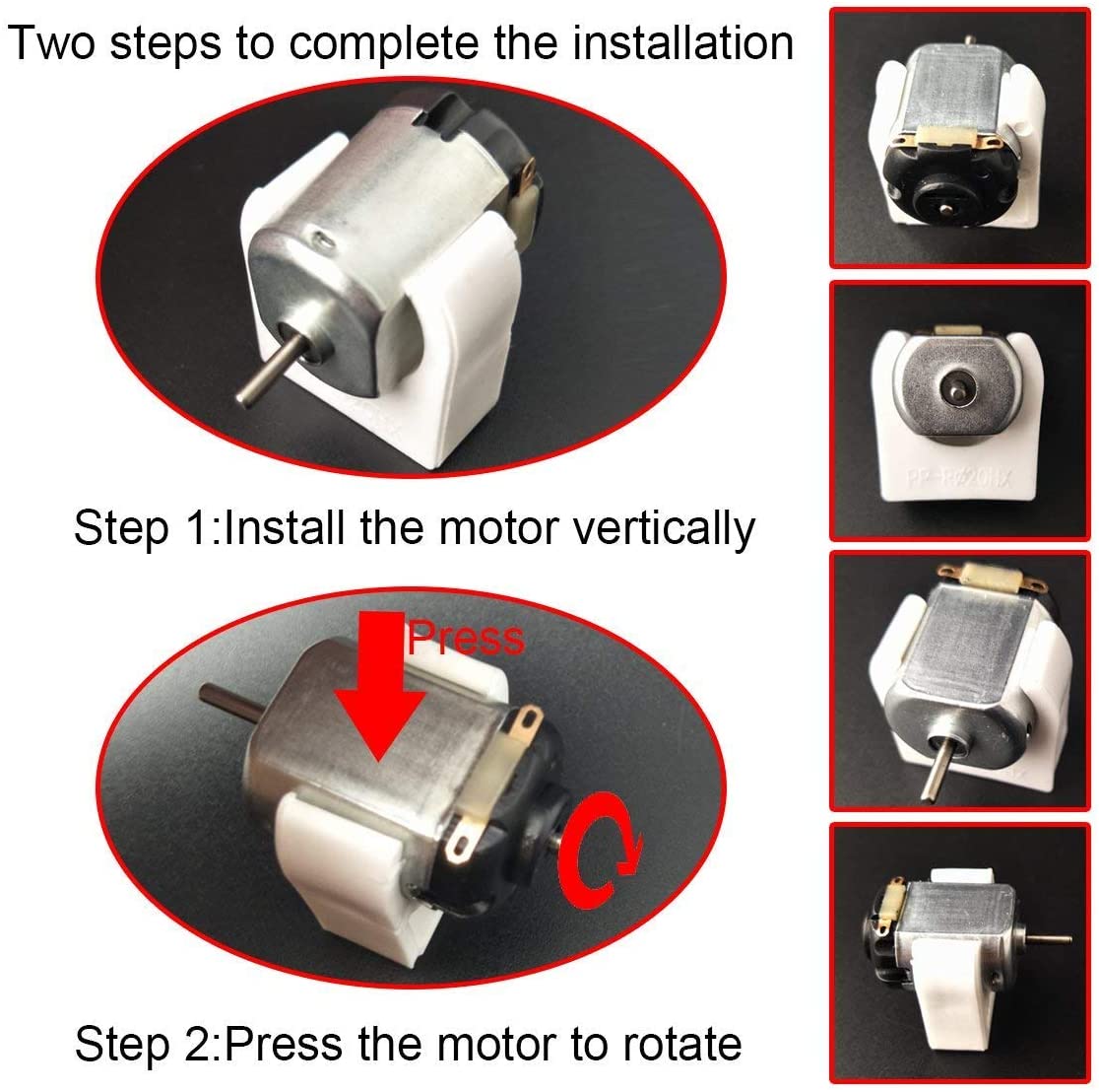 6 sett dc-motorsett hjemmelaget diy-prosjektpakker: dc-motorer, gir, propell, aa-batterikasse, kabler, bryter til diy vitenskap-prosjekter