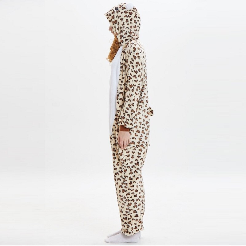 Kigurumi léopard ours capuche onesie hommes femmes kugurumi combinaison pyjama adulte flanelle toute une pièce pyjamas animaux onsies