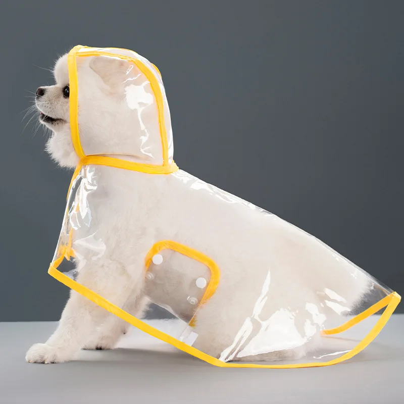 Pet Dog Raincoat Waterproof Pet Clothes Hooded Rain Jacket for Small Medium Dogs Transparent Plastic Puppy Rain Poncho Rainwear: XS（old） / Yellow