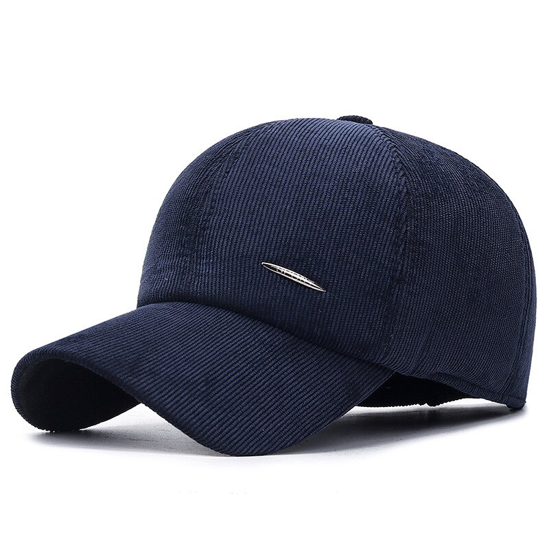 Mannen Corduroy Baseball Cap Met Oorkleppen Mannelijke Herfst Winter Warm Winddicht Gehoorbescherming Hoed Bone Kpop Verstelbare L26: Blue