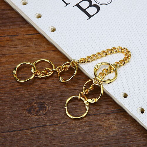 Metall verlieren Blatt Buch Bindemittel Klapp Ringe Mit Kette Keychain DIY Album Sammelalbum Handwerk Alben Buch Bindemittel Schule Büro Supplie: 15MM Gold Gürtel