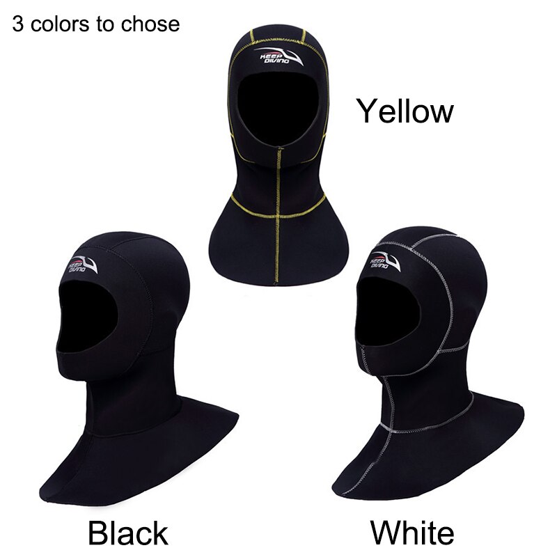 3MM Neoprene Diving Hoods Cap Hat Women Men Winter Snorkel Wetsuit Warm Head Cover Bibbed long to Shoulder Scuba Hoodies Black