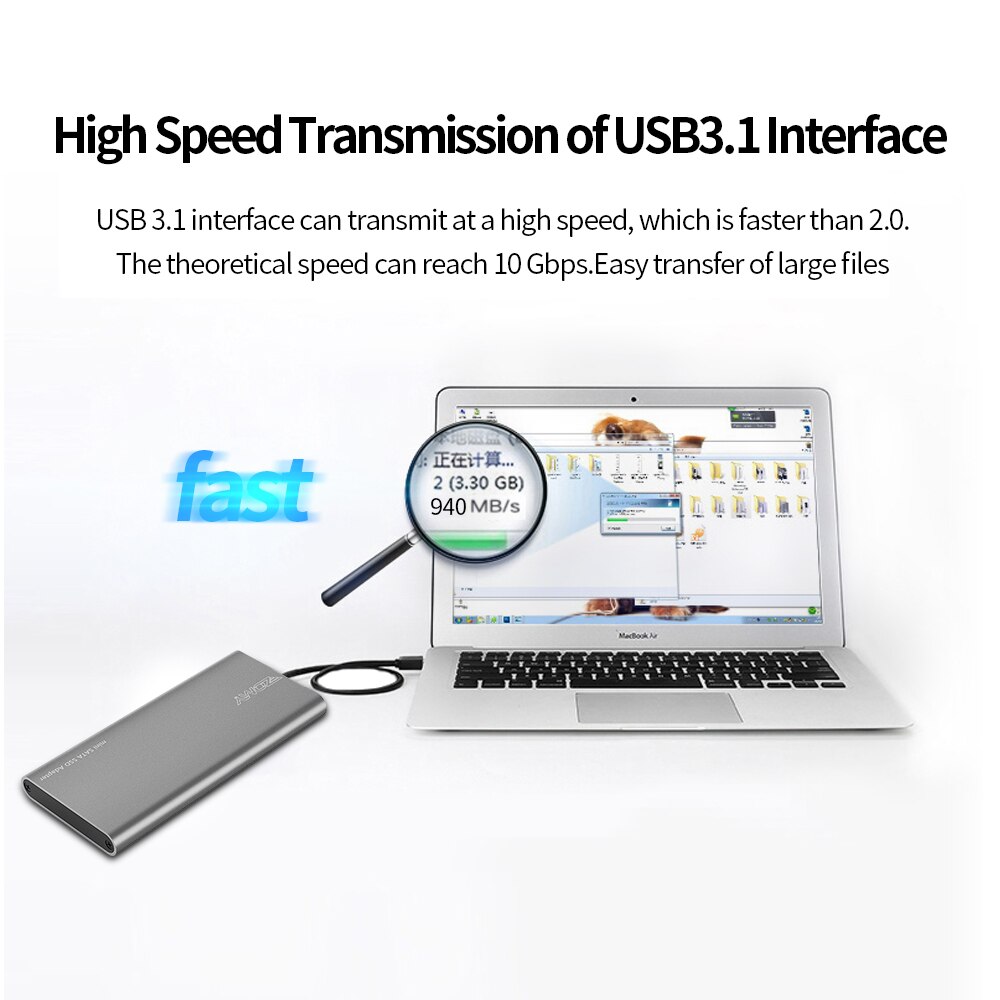 ZOMY mSATA Solid State Drives Aluminum 10Gbps SSD 1TB Portable Hard Disk 64G 128G 256GmSATA to USB 3.1 Type-c Laptop Solid State