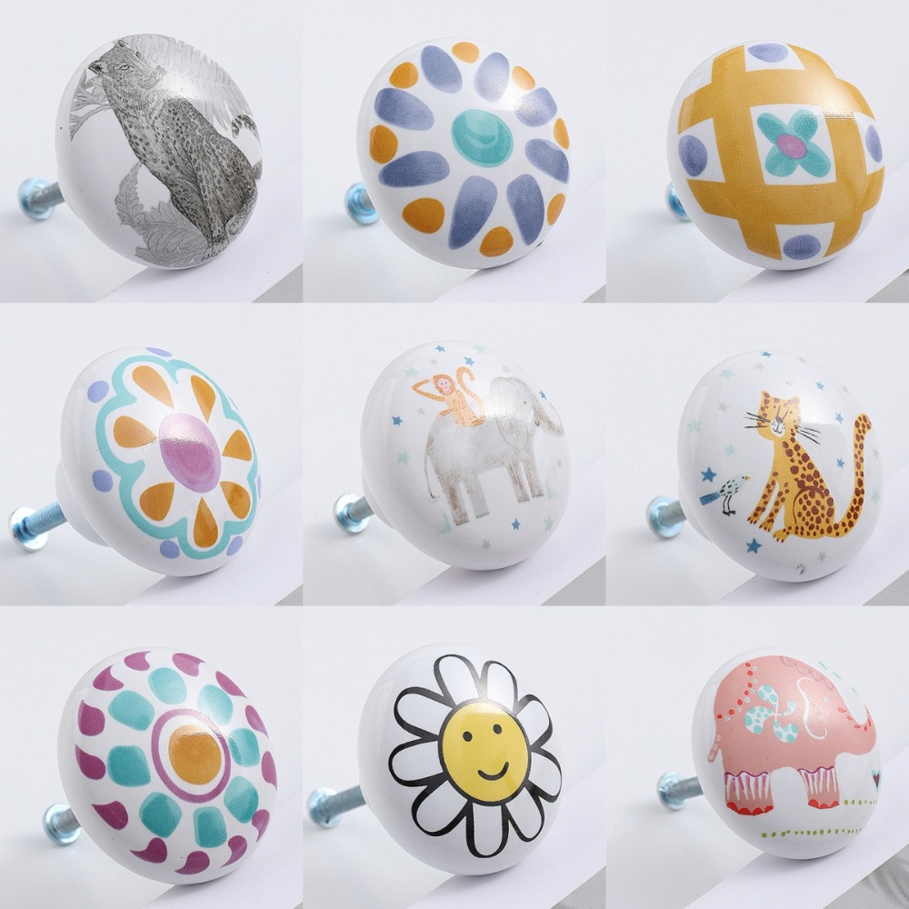 Uchwyty robić szafy ceramiczne klamki robić drzwi szafek okrągłe uchwyty meblowe w kształcie zwierząt dekoracja okna szafki szuflady gałki kuchenne