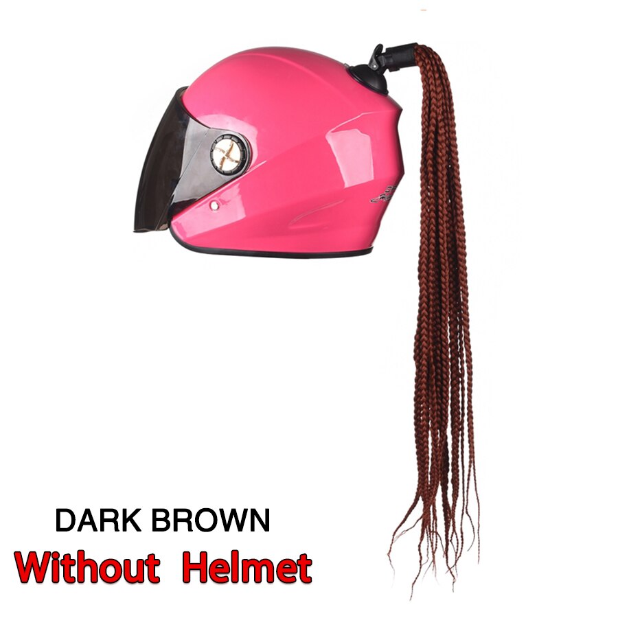 Casque de moto en queue de cochon ombré, rampe dégradé, queue de cheval tressée avec ventouse, décoration Punk, queue de cheval tressée: DARK BROWN