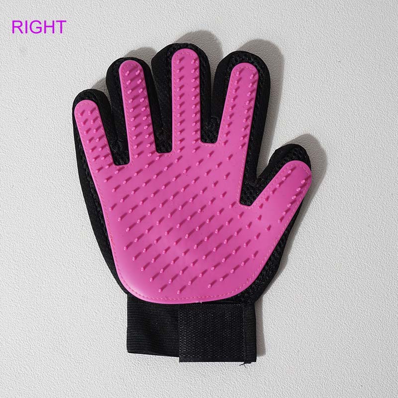 Funpup Kat Handschoen Kat Grooming Handschoen Pet Borstel Handschoen Voor Kat Hond Haar Verwijderen Borstel Hond Deshedding Cleaning Kammen Massage handschoenen: PURPLE RIGHT HAND