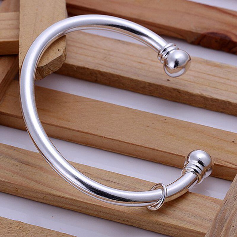 Zilveren sieraden 925 sieraden verzilverd bangle armband Dubbele Ballen Zilveren Bangle/HUFUKEEZ CAWCQHSH