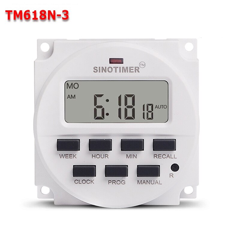 24VAC Big LCD Display 7 Days Weekly Programmable 24hrs Automatic Gate Digital Timer Switch for LED Light and Solar Application: TM618N-3 Timer